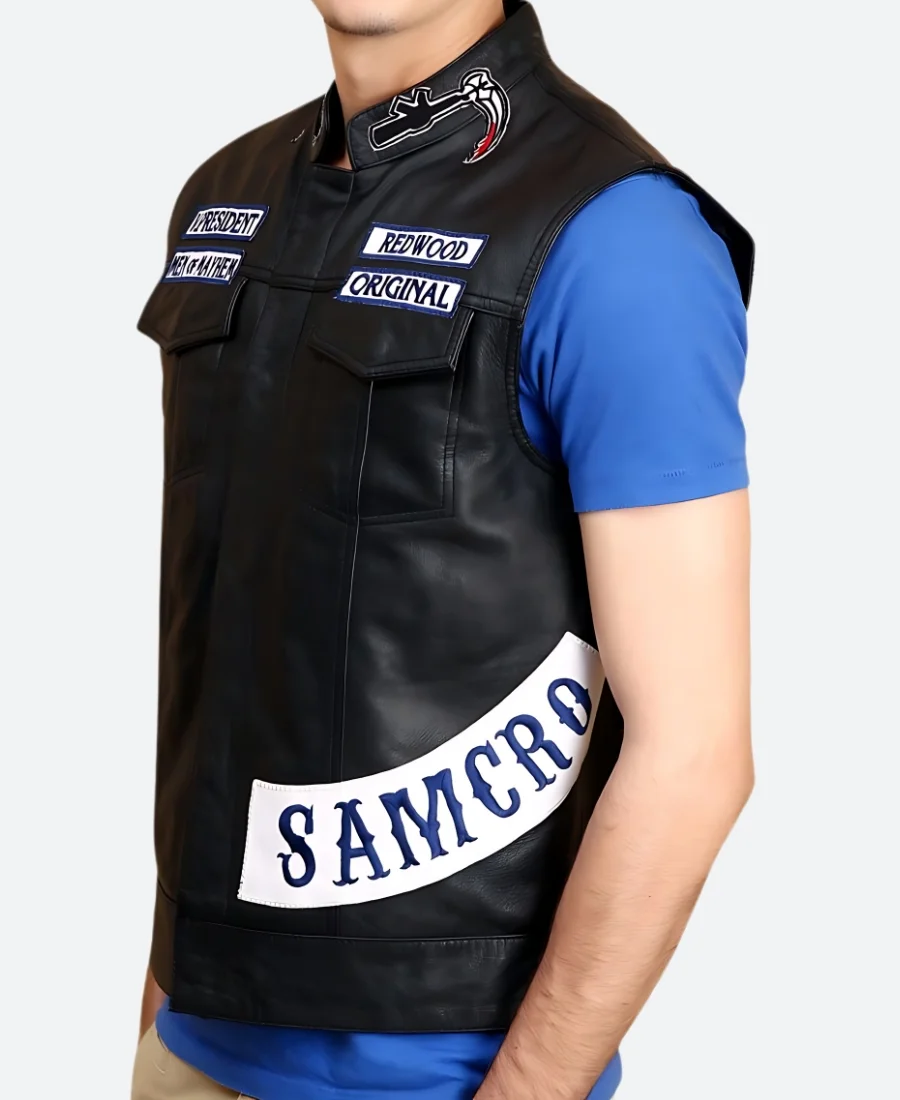 Sons Of Anarchy Jax Teller Leather Vest Side Pose