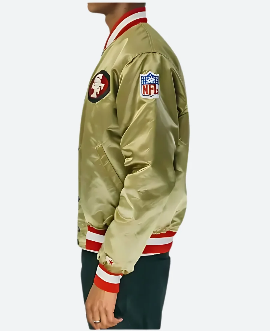 San Francisco 49Ers Gold Letterman Varsity Jacket Side