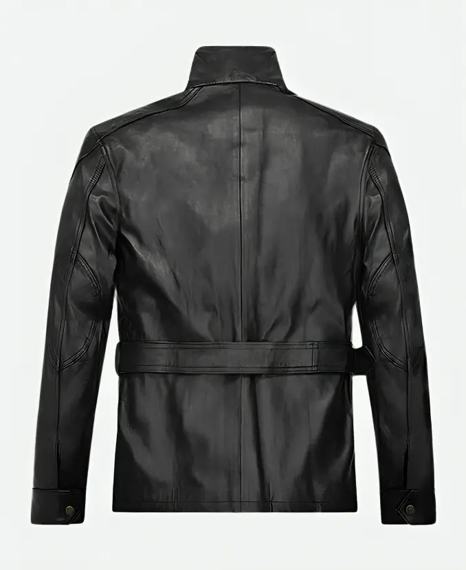 Tom Hardy The Dark Knight Rises Bane Black Leather Jacket Back