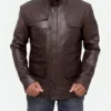 Ed Skrein Deadpool Ajax Brown Leather Jacket