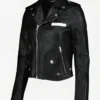 NFL Las Vegas Raiders Black Leather Biker Jacket