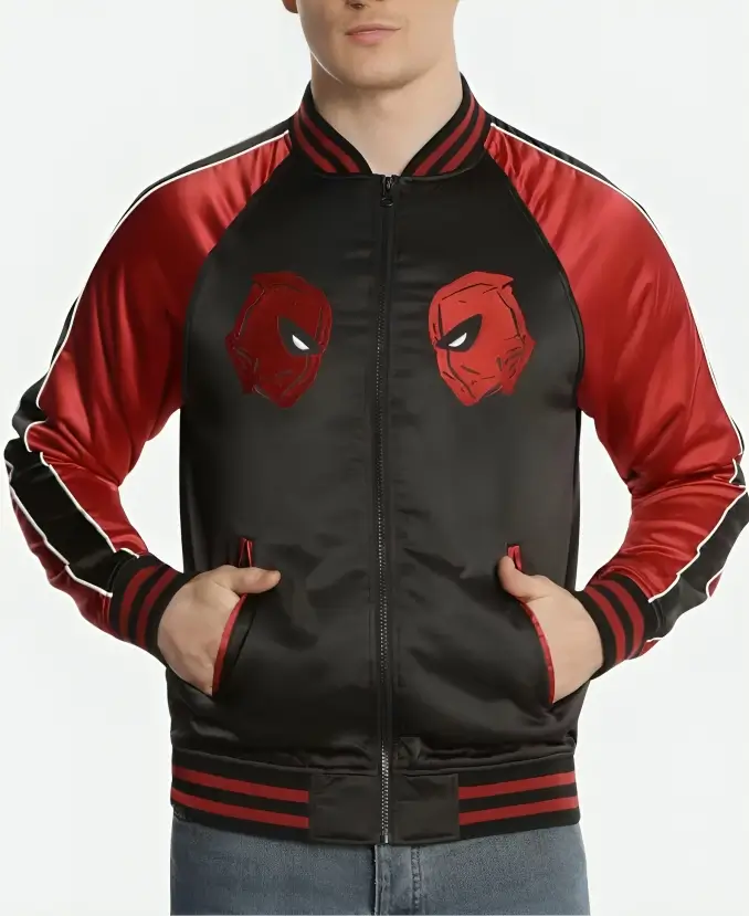 Marvel Deadpool Souvenir Black and Red Bomber Jacket
