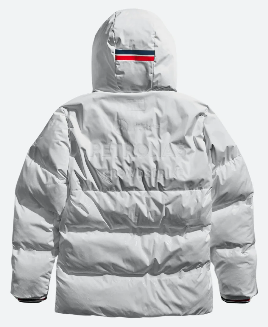 Mercedes AMG Petronas White Puffer Jacket Back Image