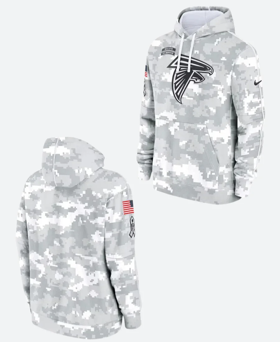 Salute To Service Atlanta Falcons Camo Hoodie Front & Back Image