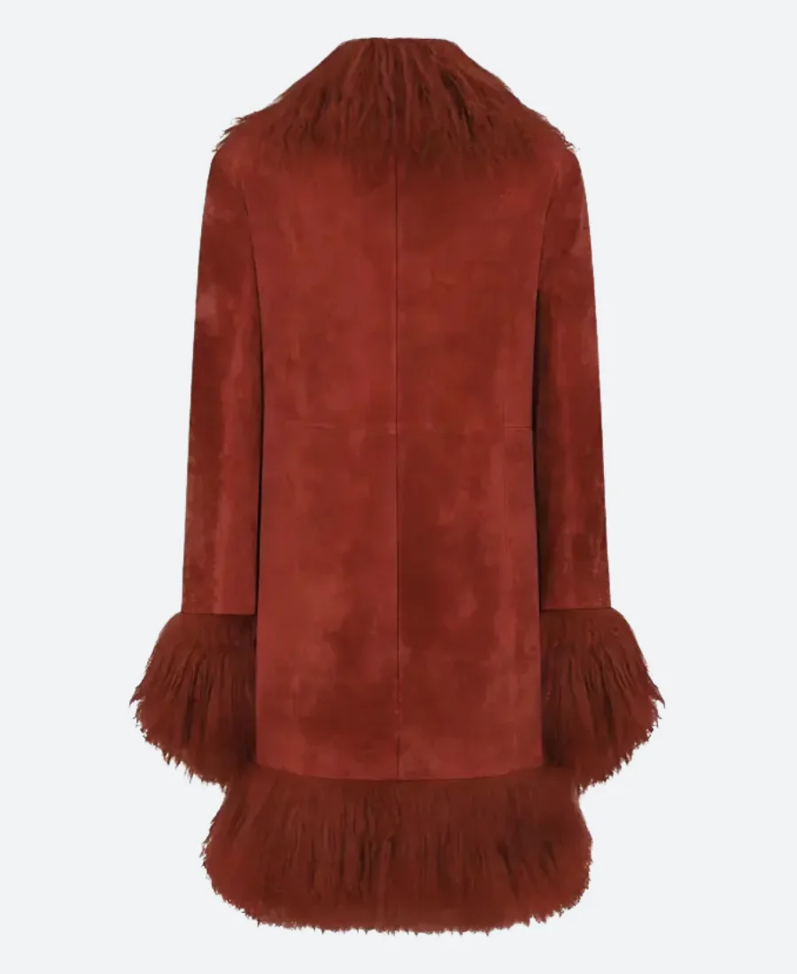 Taylor Swift Chiefs Game Red Fur Coat Back Image