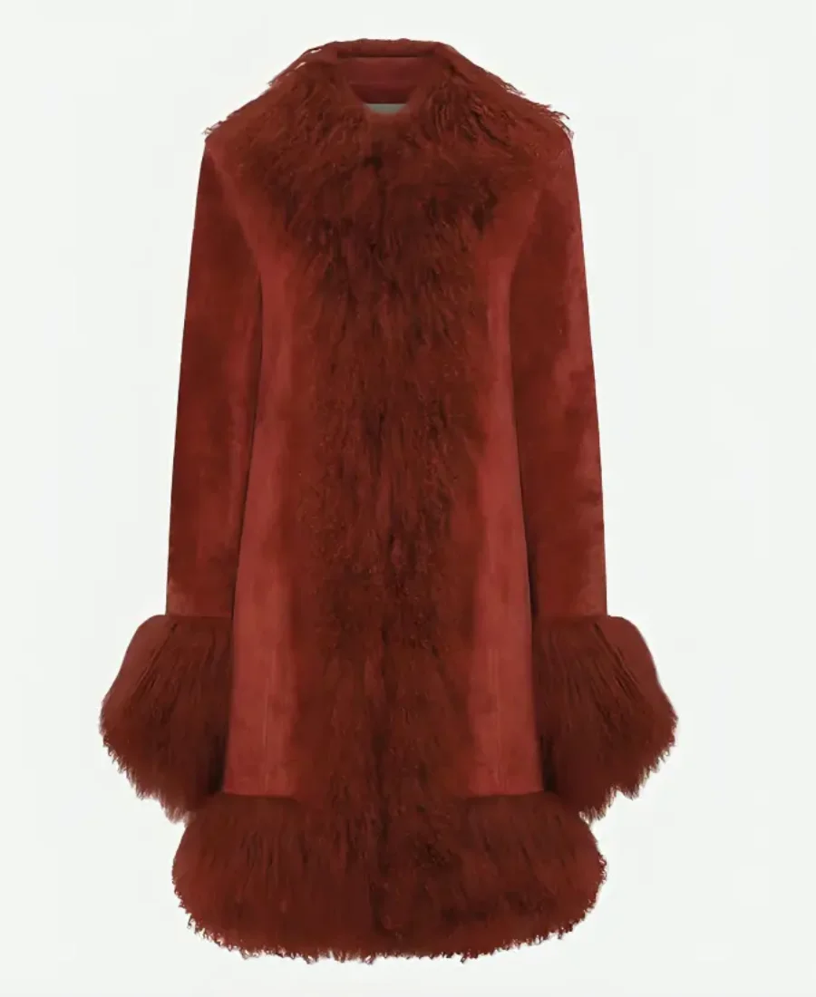 Taylor Swift Chiefs Game Red Fur Coat Front Image
