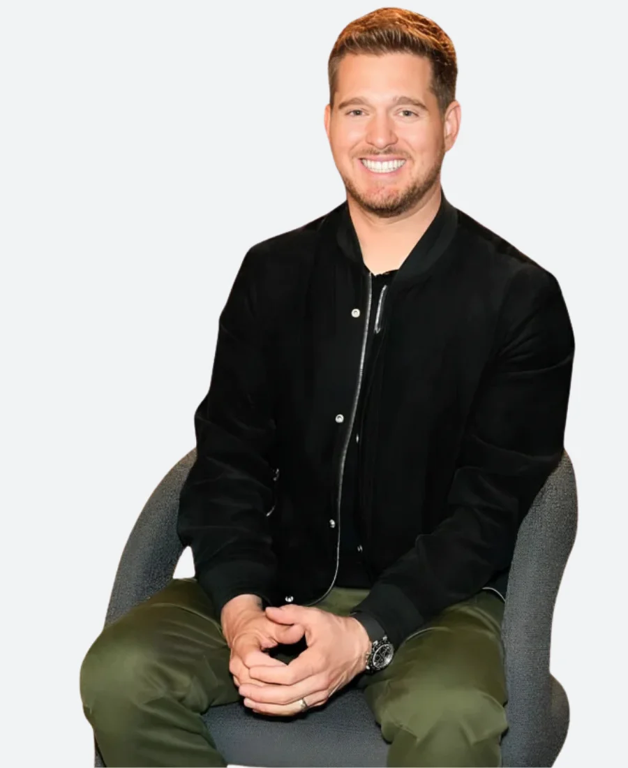 The Voice S26 Michael Buble Suede Leather Jacket Front Image