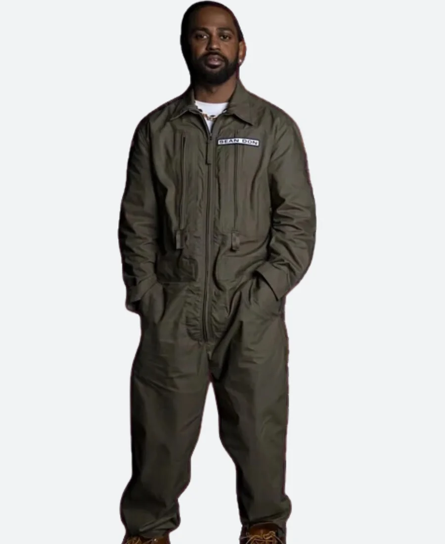 Big Sean Tobey Hip Hop Song Green Jumpsuit Front Image