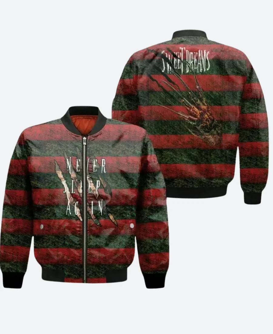 Freddy Krueger Never Sleep Aagain Jacket Front & Back Image