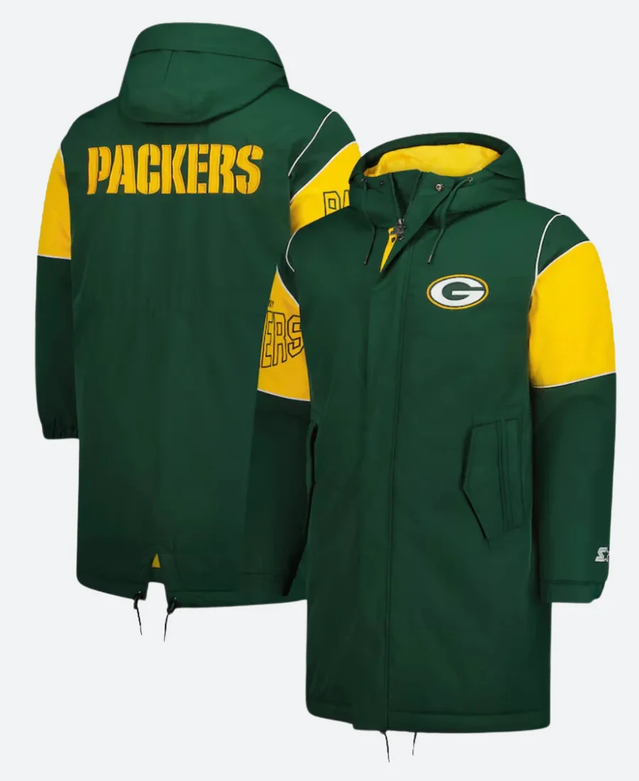 Green Bay Packers Hooded Jacket Front & Bacak Image