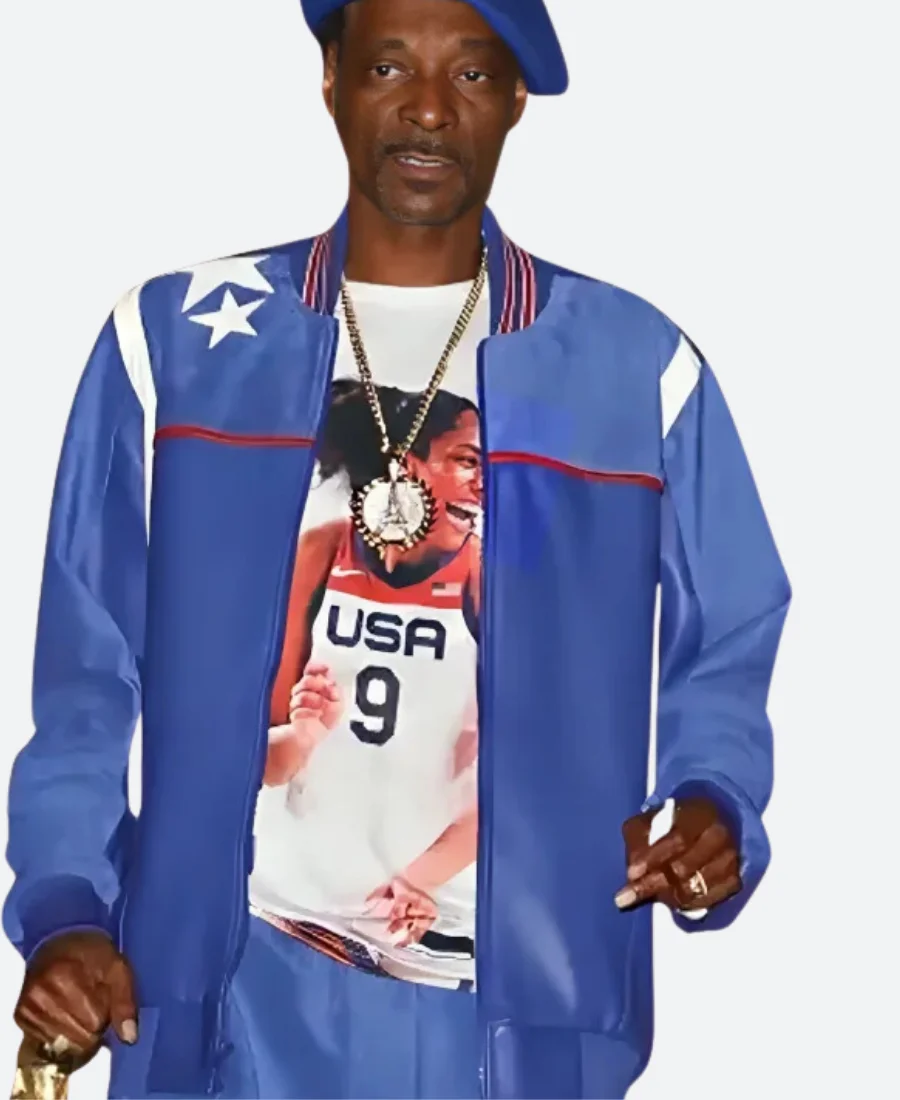 Paris Olympic 2024 Snoop Dogg Leather Jacket Front Image