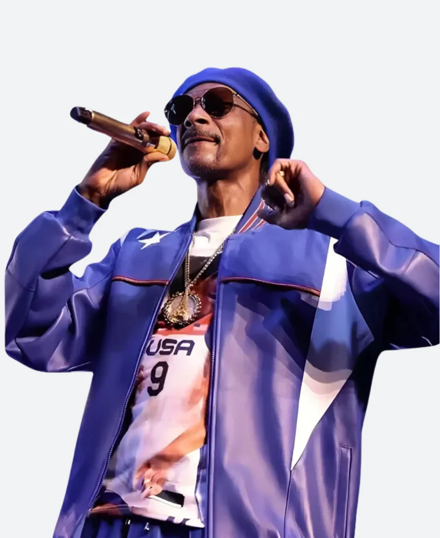 Paris Olympic 2024 Snoop Dogg Leather Jacket Talking Image