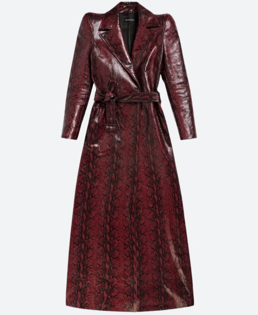 The Kardashians S5 Kim Kardashian Snake Trench Coat Front Image
