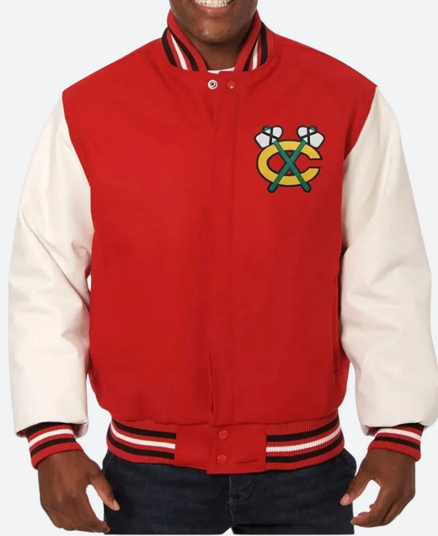 Chicago Blackhawks Two Tone Varsity Jacket