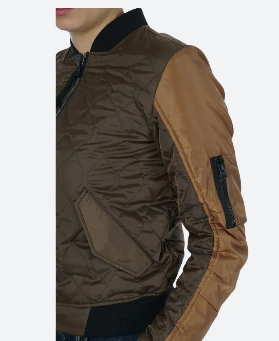 Agents of Shield Elizabeth Henstridge Quilted Bomber Jacket - Image 3