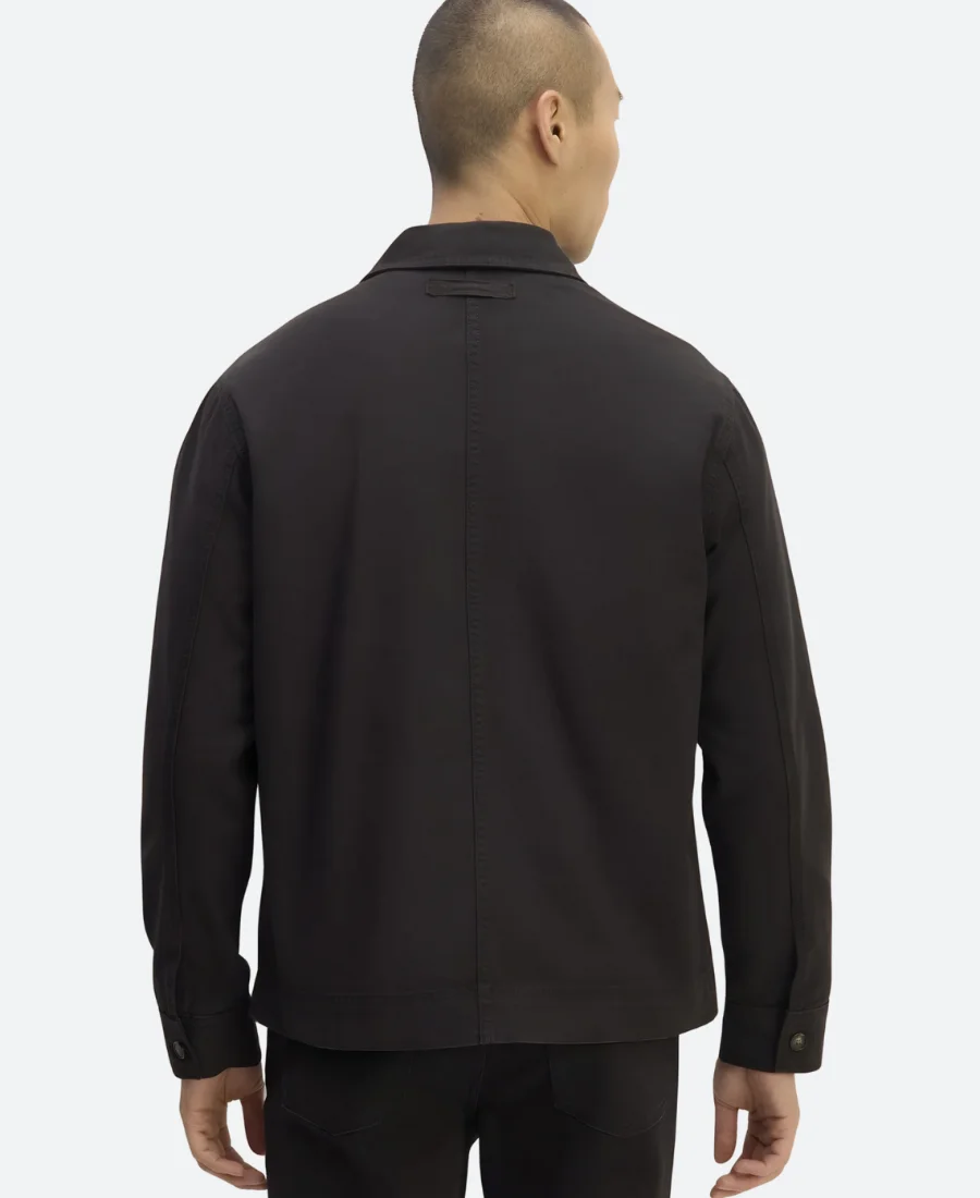 Classic Black Organic Cotton Chore Jacket Back image