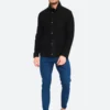 Classic Black Suede Leather Jacket Front Image