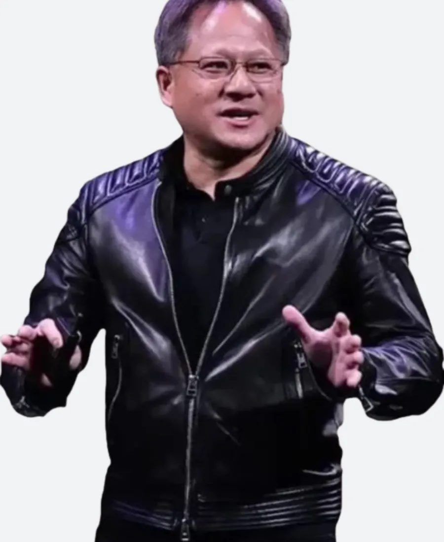 Jensen Huang Black Leather Jacket
