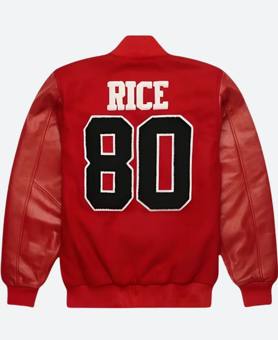 Jerry Rice San Francisco GOAT Letterman Varsity Jacket Back Image