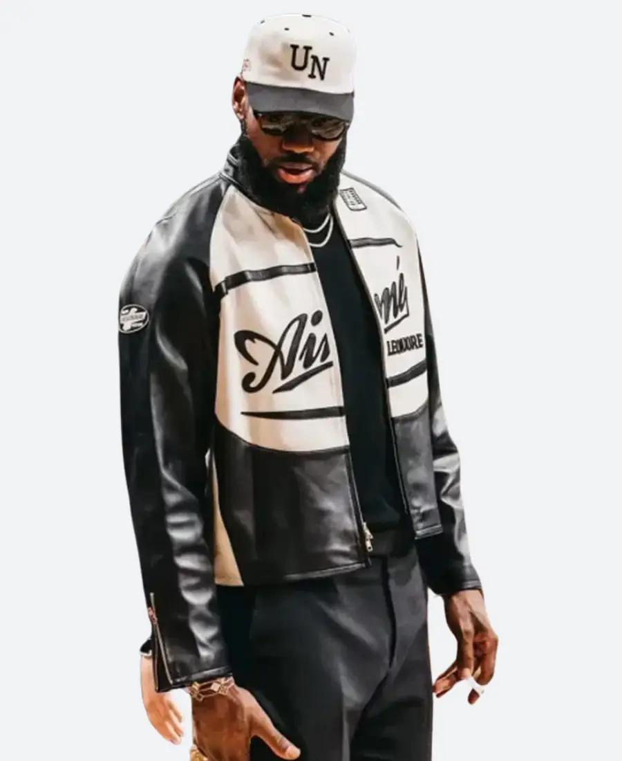 LeBron James Aime Leon Dore Leather Jacket Full Image