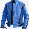 Michael Jackson Thriller Blue Leather Jacket Front Image