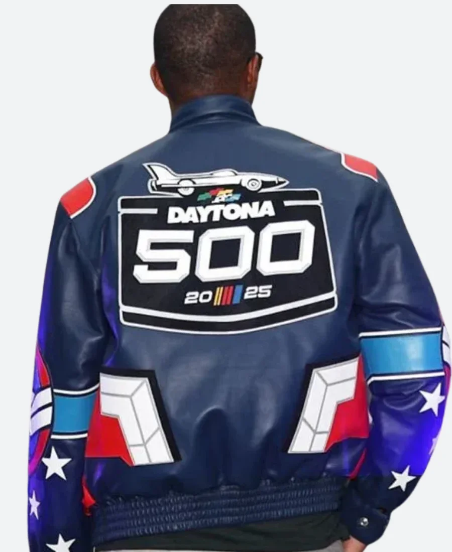 NASCAR Daytona 500 Anthony Mackie Leather Jacket Back image