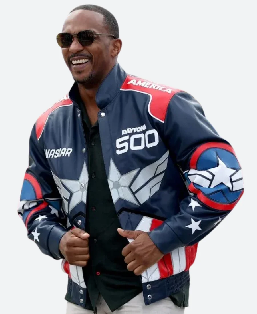 NASCAR Daytona 500 Anthony Mackie Leather Jacket Close Image