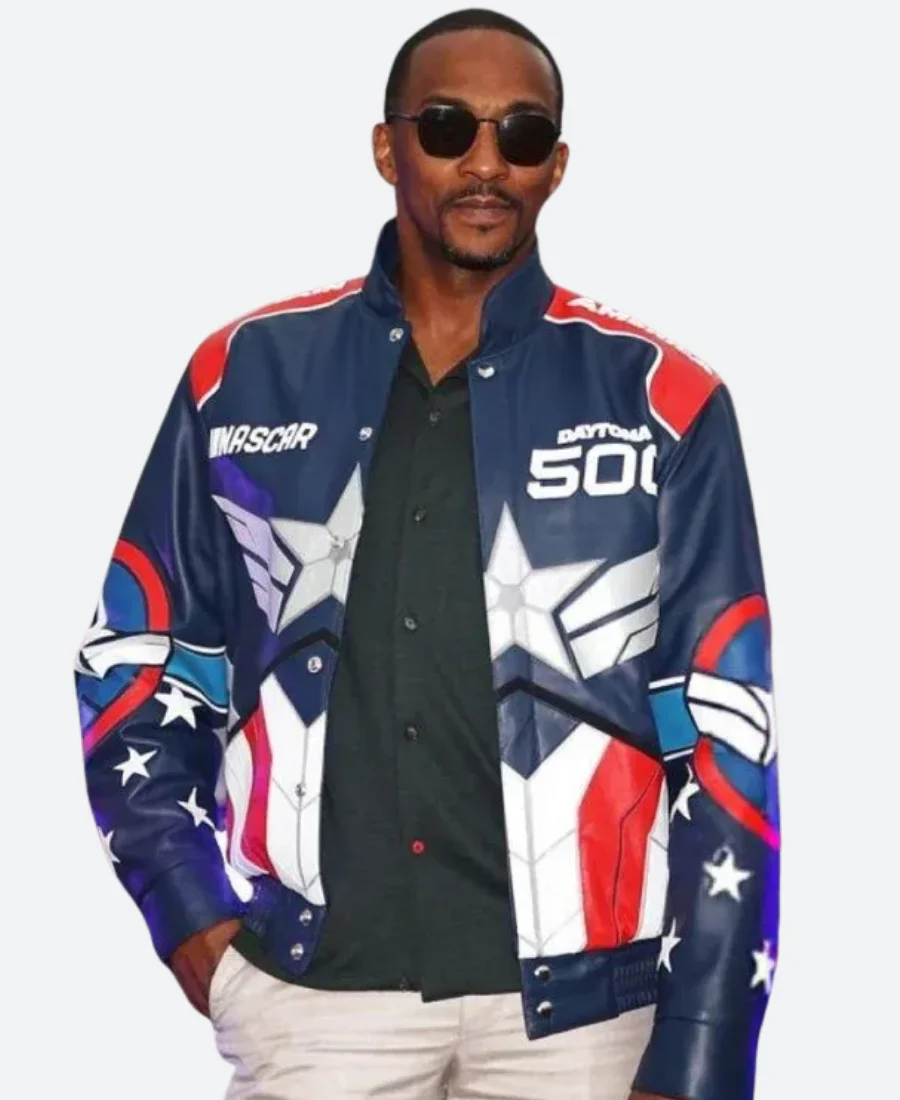 NASCAR Daytona 500 Anthony Mackie Leather Jacket Front Image