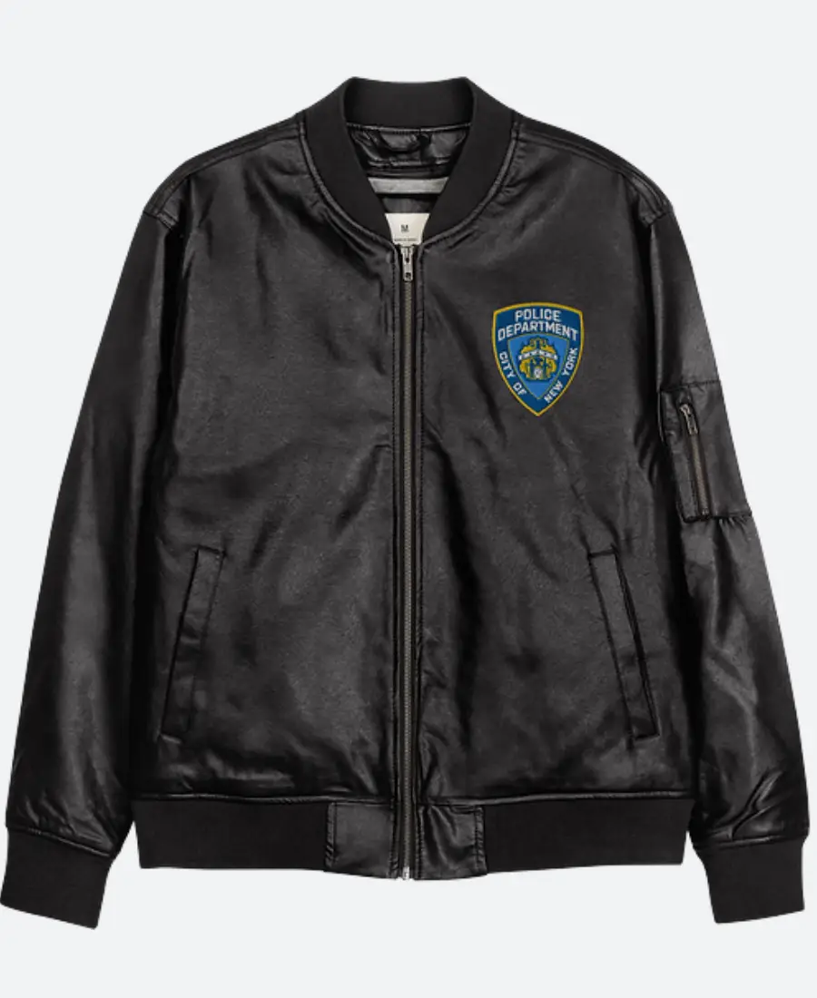 NYPD Bomber Leather Jacket Front Image
