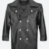 NYPD Cowhide Leather Long Jacket Front Image