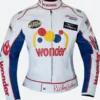 Ricky Bobby Racing Wonder Bike White Leather Jacket Front Image