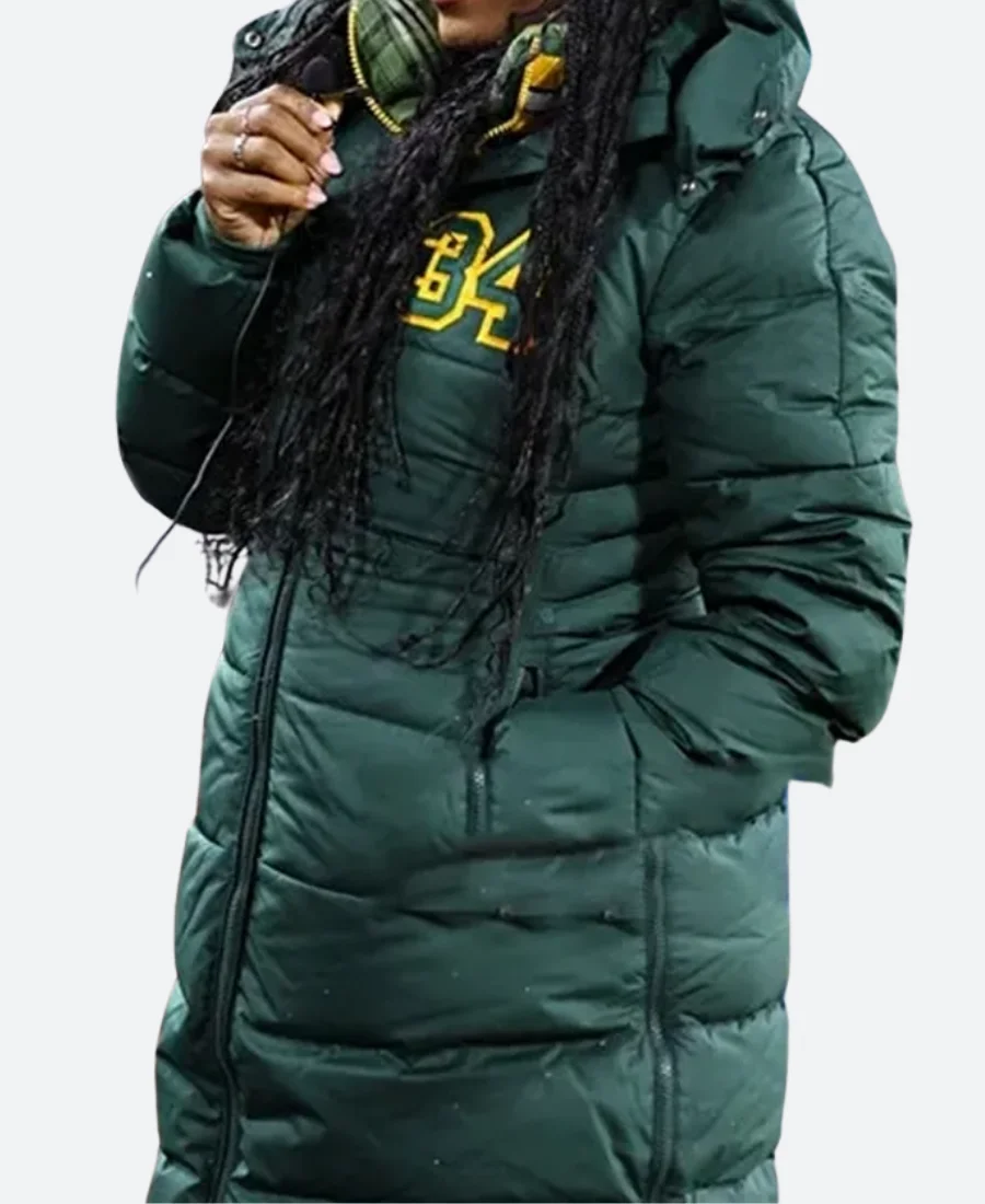 Simone Biles Green Bay Packers Puffer Coat Front Image