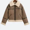 Taylor Swift Shearling Leather Jacket Front Imagew