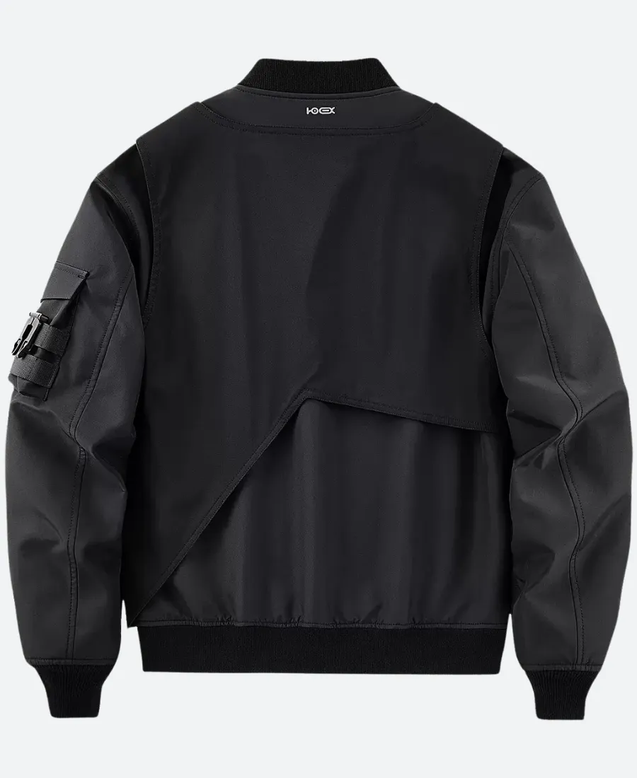Techwear Straps Black Jacket Back Image