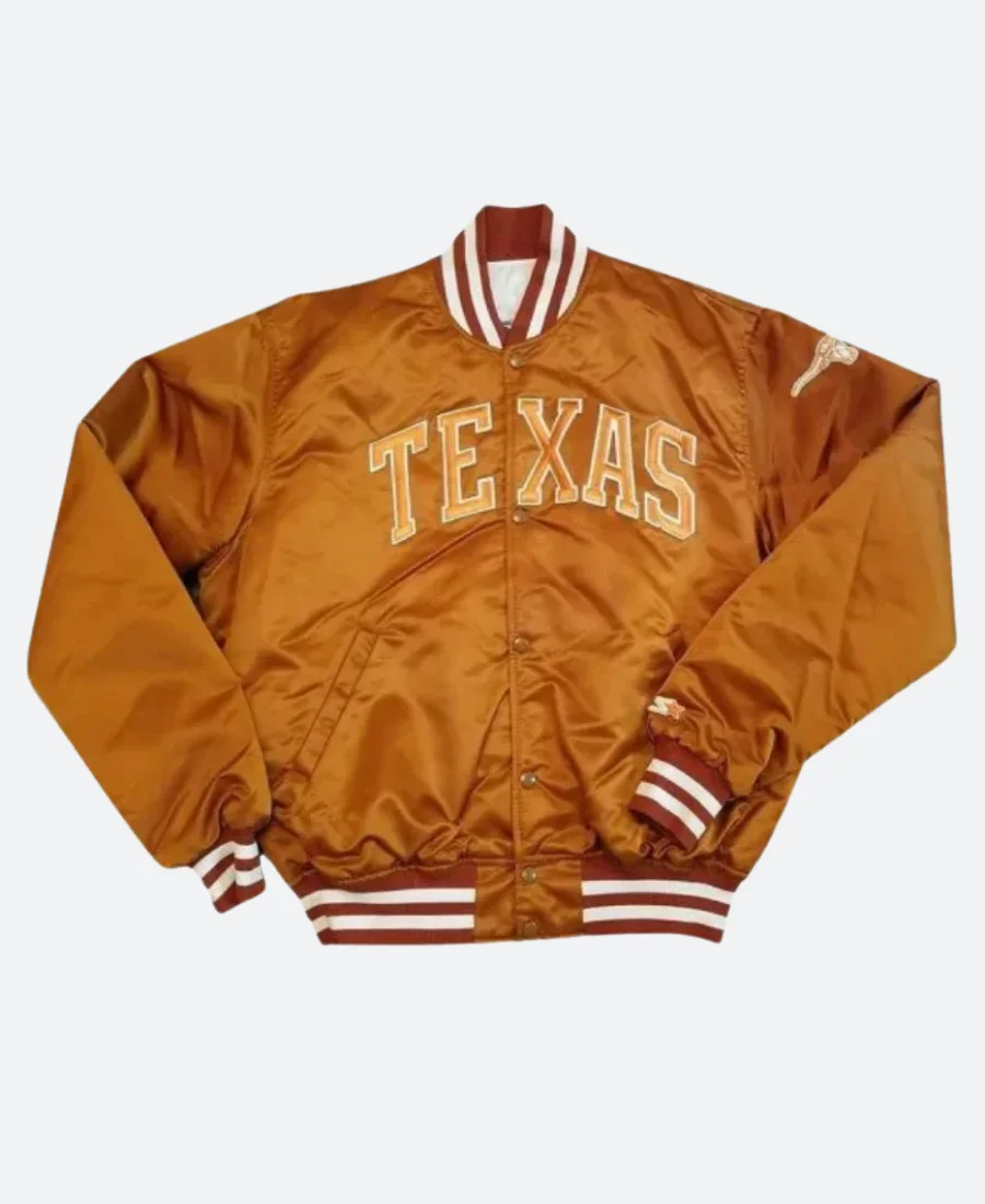 90’s Texas Longhorns Varsity Jacket Brown Front Image