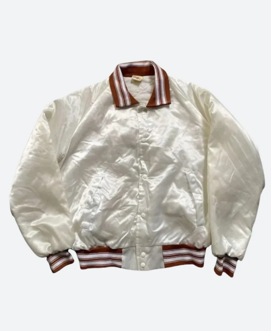 90’s Texas Longhorns Varsity Jacket White Front Image