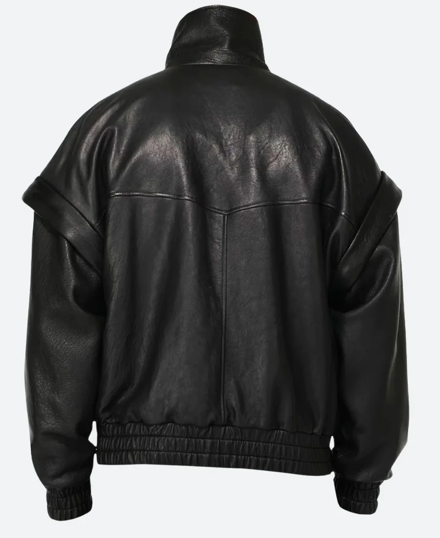 Bella Hadid 2025 Rome Italy Leather Jacket Back Image