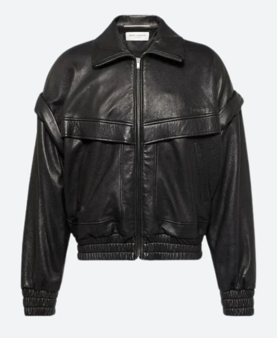 Bella Hadid 2025 Rome Italy Leather Jacket Back Image