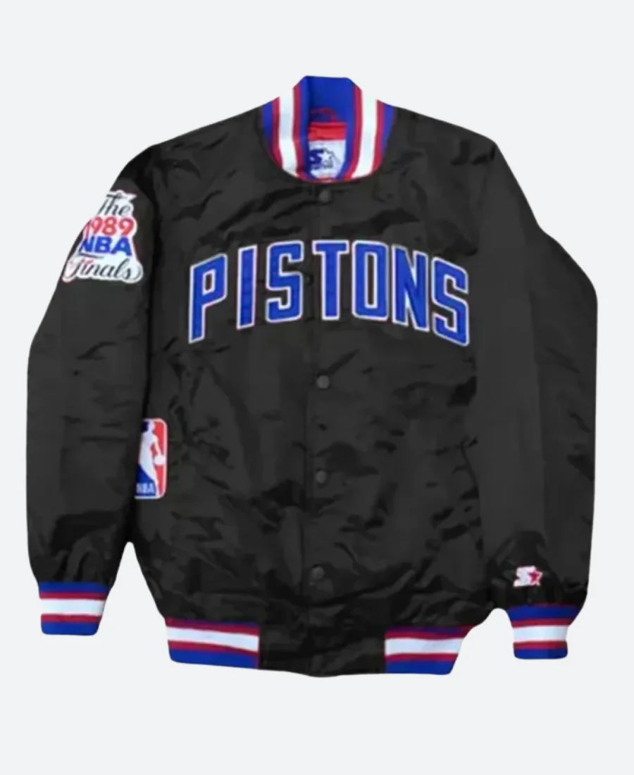 Detroit Pistons Letterman Varsity Jacket Black Front Image