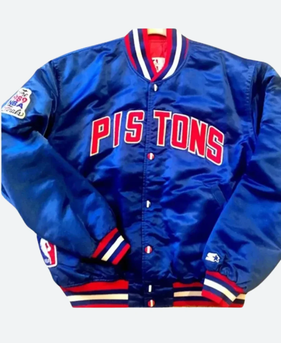 Detroit Pistons Letterman Varsity Jacket Blue Front Image