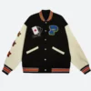 Lucky Poker Letterman Varsity Jacket Black Front Image