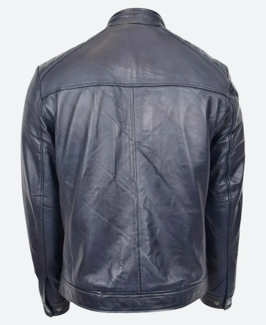 Men’s Biker Leather Jacket Back Image