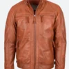 Men’s Cafe Racer Biker Leather Jacket Front Image
