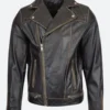 Men’s Vintage Brando Biker Leather Jacket Front Image