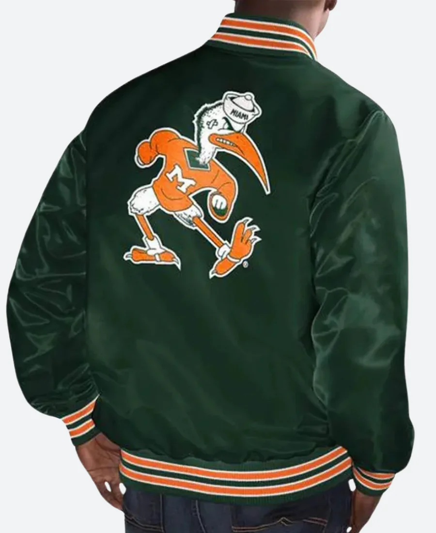 Miami Hurricanes Varsity Jacket Green Back Image