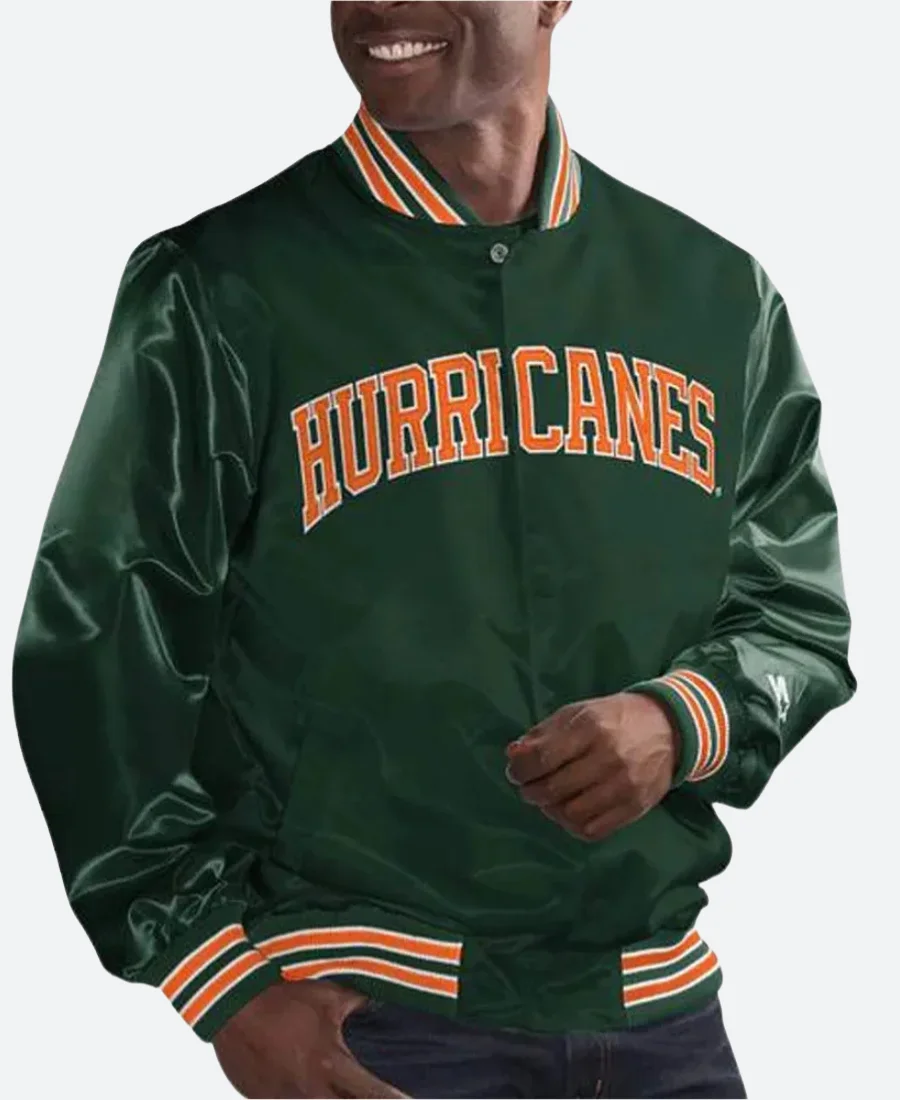 Miami Hurricanes Varsity Jacket Green Front Image
