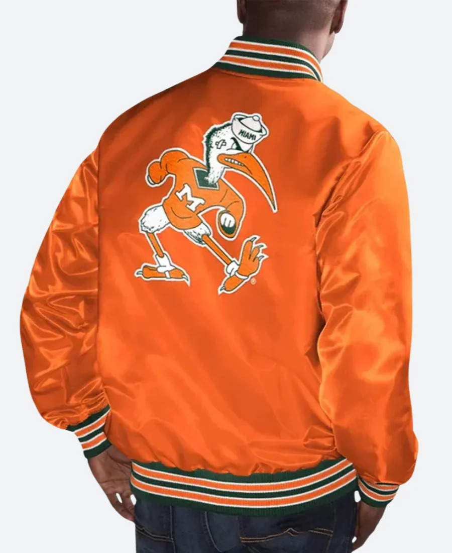 Miami Hurricanes Varsity Jacket Orange Back Image