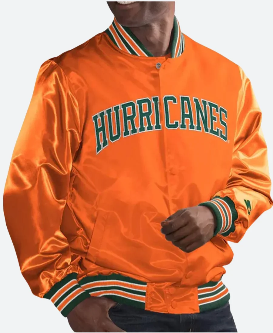 Miami Hurricanes Varsity Jacket Orange Front Image