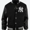 NY Yankee Letterman Varsity Jacket Front Black Image
