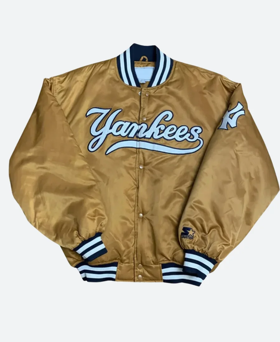 NY Yankees Varsity Jacket Brown Front Image